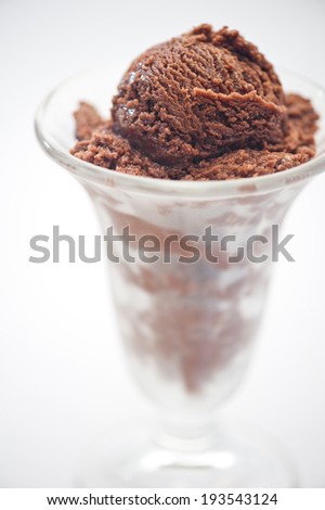 Chocolate ice cream in a glass without decoration