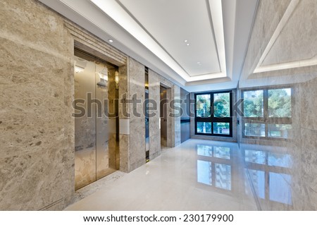 Lift lobby in beautiful marble no people