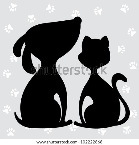 cat and dog silhouette, design element, vector illustration