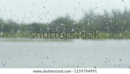 Window view with raining outside