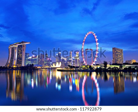 Singapore city skyline at night Singapore city skyline at night