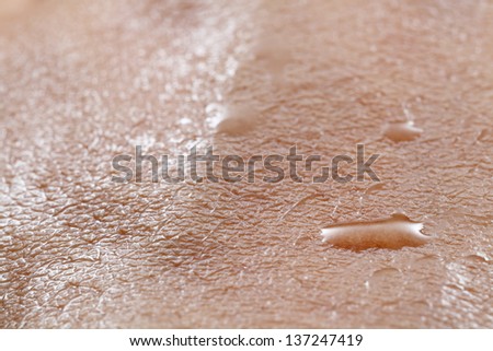 Skin sweated close up