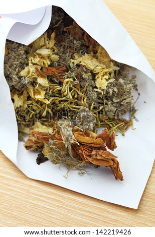 Chinese herbal medicine close up