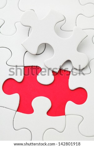 Missing puzzle piece in red color