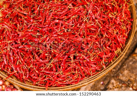 Preservation procedure of red Chili peppers on basket