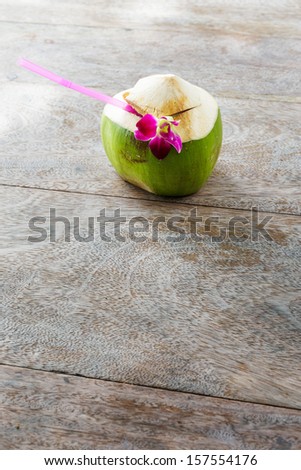 Coconut drink on the table