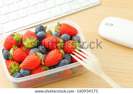 Berry mix lunch box at office