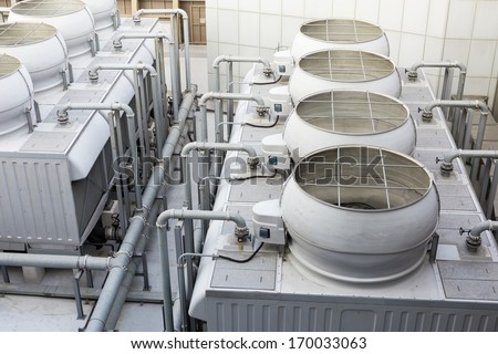 Cooling tower inside the building