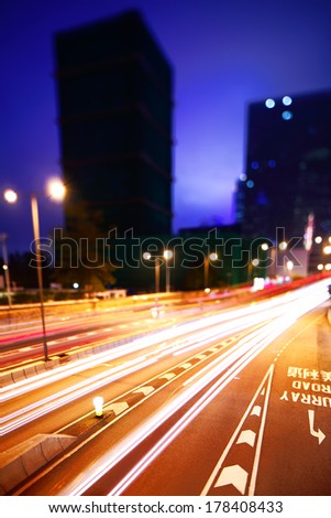 Busy traffic car light on roadway