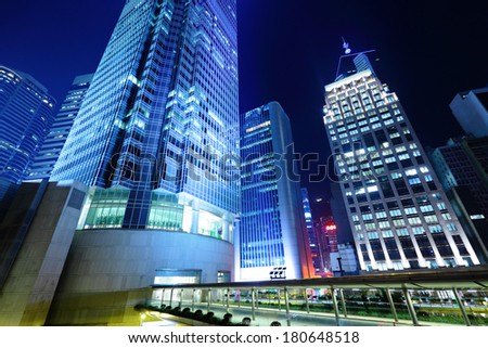 Commercial district in Hong Kong at night