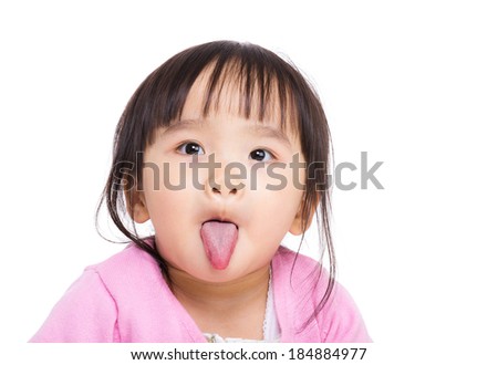 Asia little girl making faunny face