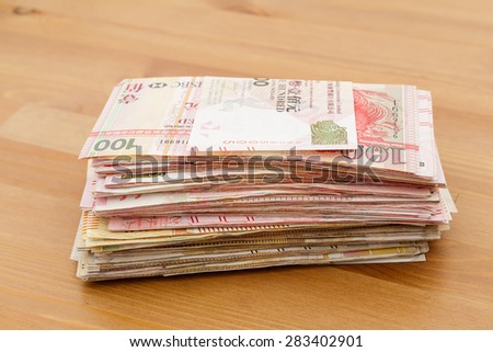 Heap of Hong Kong money banknote