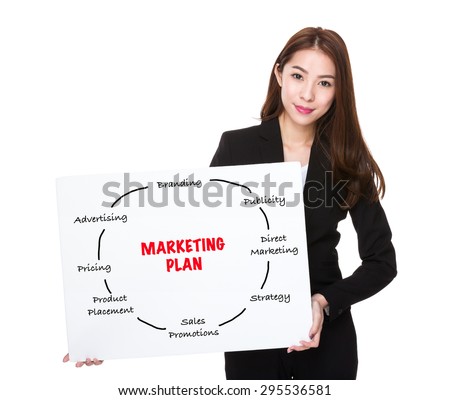 Business woman with a board for marketing planning