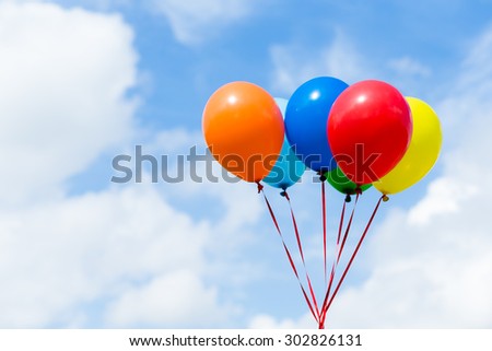 Color balloons wth blue sky