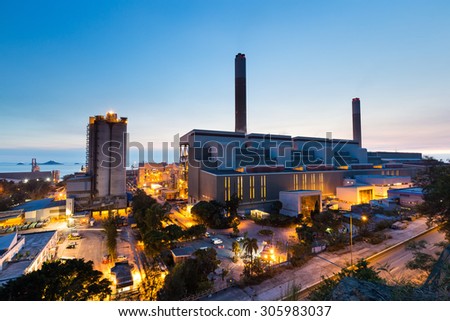 Glow light of petrochemical industry during sunset