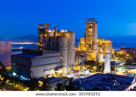 Cement Plant and power complex at evening