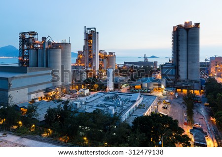 Cement Plant and power sation in sunset