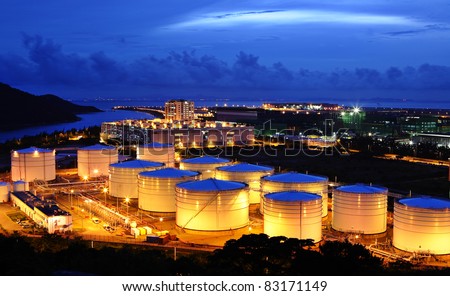 oil tank at night