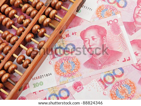 abacus and china money banknote