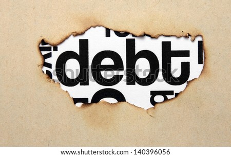 Debt text on paper hole