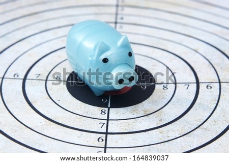 Piggy bank on target concept