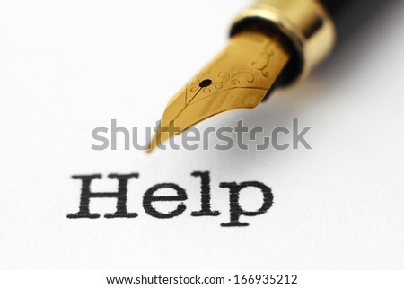Fountain pen on help text
