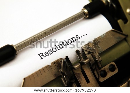 Resolution text on typewriter