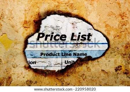 Price list on grunge background