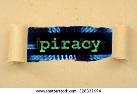 Piracy text on ripped paper