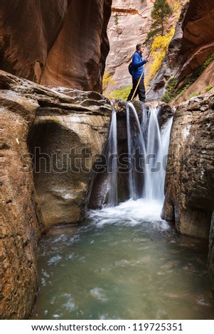 Canyon Hike. (Orderville Canyon in Zion National Park, Utah)