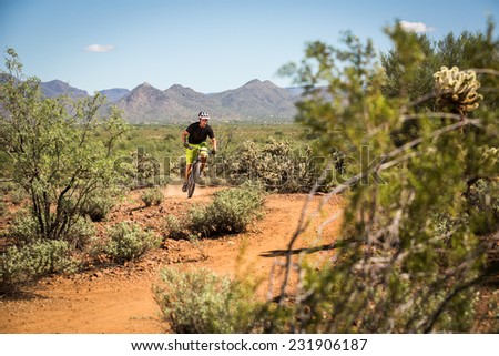 Action Shot of Desert Mountain Biking