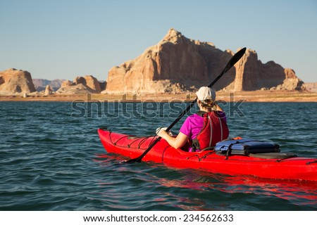 Kayaking Travel Adventure on Lake Powell in the Glen Canyon National Recreation Area.