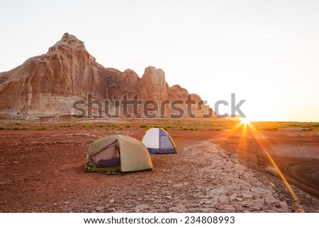 Morning Glow at Camp (On the Desert Shoreline of Lake Powell in Glen Canyon National Recreation Area)