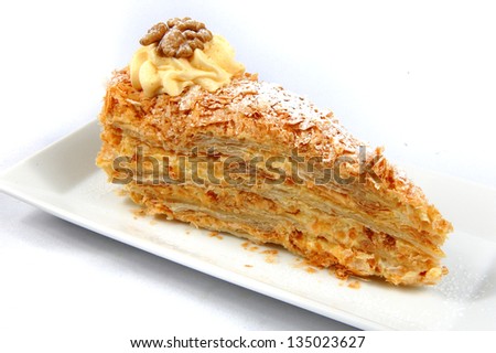 cake with biscuit and honey