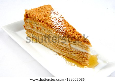cake with biscuit and honey