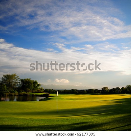 square format color image of golf course fairway