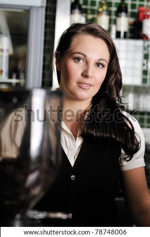 Workcoffee Shop on Young Woman Working As A Barista In A Coffee Shop Stock Photo 78748006