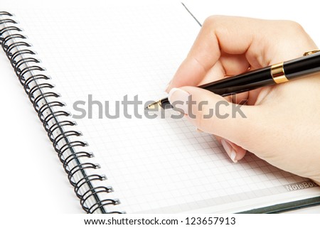 pen in hand isolated white background