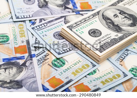 new 100 dollars bills close up