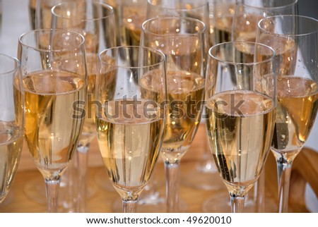 Wine glasses with sparkling wine