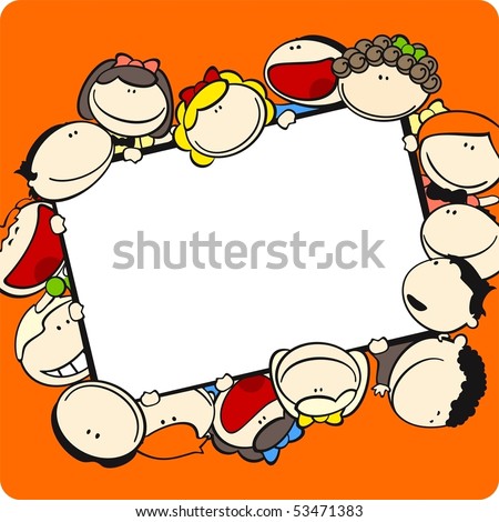 Cartoon Friends on Cute Cartoon Kids Frame Stock Vector 53471383   Shutterstock