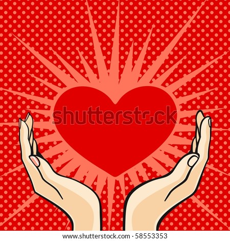 stock photo : Two hands holding a heart (raster version)