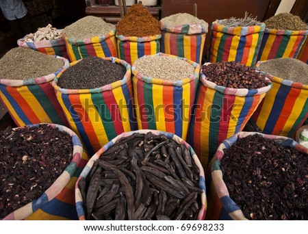 spices in a shop in the khan el-khalili market in cairo