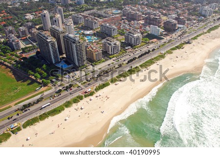 Aerial view of famous resorts and beach in Rio De Janeiro