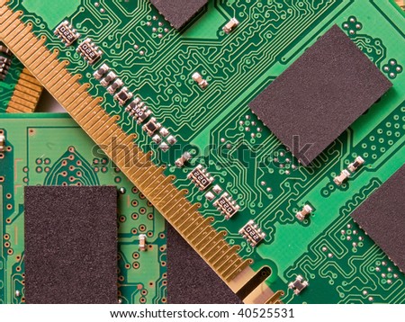 Close up of memory circuit board modules