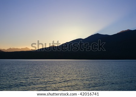 Sunset over Lake Te Anau, New Zealand