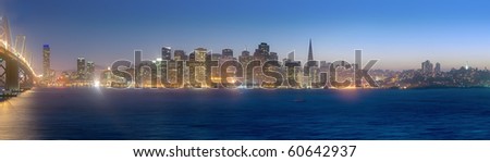 High Resolution panorama of the San Francisco skyline at dusk
