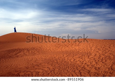Nomad on Moroccan Sahara desert