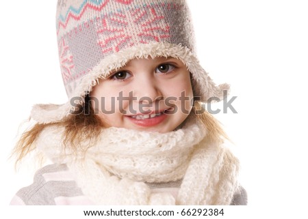 funny hat. girl in funny hat isolated