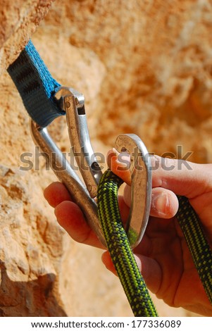 Climbers rope and quick-draws